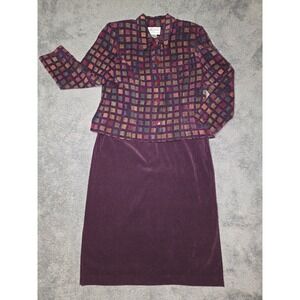 Jessica Howard Petite Women's Purple Two Piece Dress Suit Set Size 14P EUC